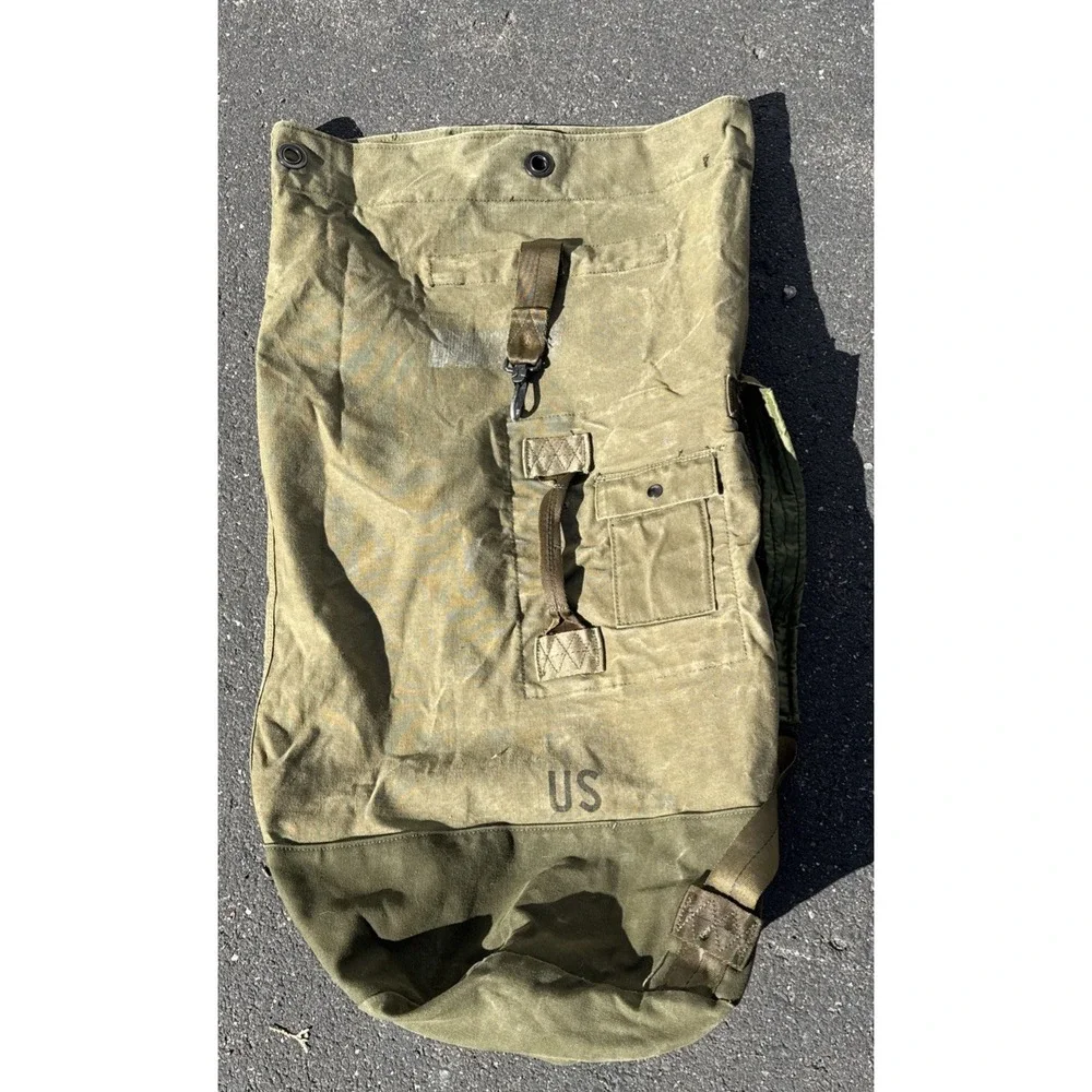 Military Duffle Bag Rucksack OD Type 2 W/straps Canvas TOP LOAD Army Brown
